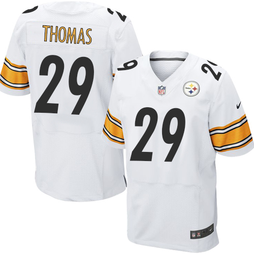 Men's Elite Shamarko Thomas Nike Jersey White Road - #29 NFL Pittsburgh Steelers